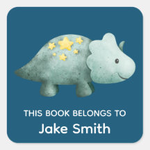 Livres scolaires dinosaure bleu marine et nom pour