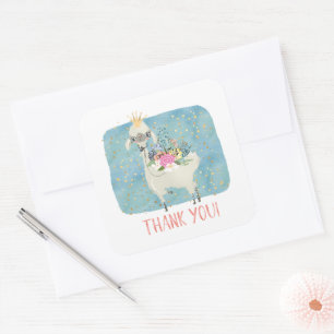 Sticker Carré Llama Love Merci mignonne Adorable Filles Annivers