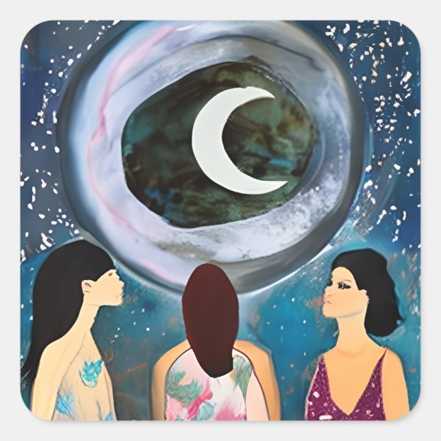Sticker Carré L'oeuvre d'art de la lune qui bénit les femmes (Devant)