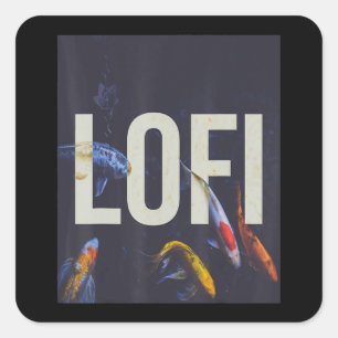 Sticker Carré Lofi Hip hop Tokyo Japon Koi Fish