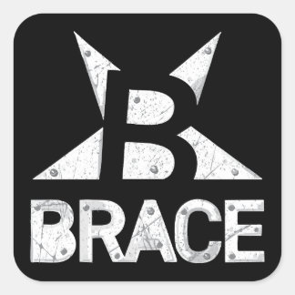 Sticker Carré Logo BRACE 'Classic', texte blanc sur noir