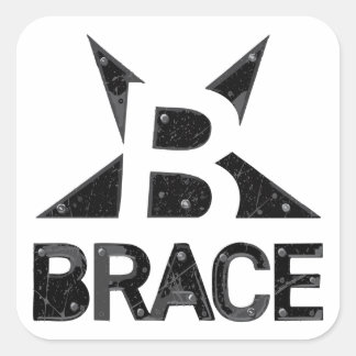 Sticker Carré Logo BRACE 'Classic', Texte noir sur blanc