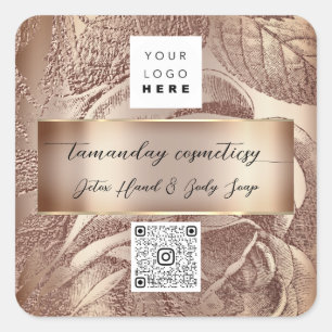 Sticker Carré Logo Code QR Photo Produit Remerciement Rose Maria