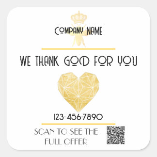 Sticker Carré Logo CŒUR personnalisé MERCI pour Dieu pour l'entr
