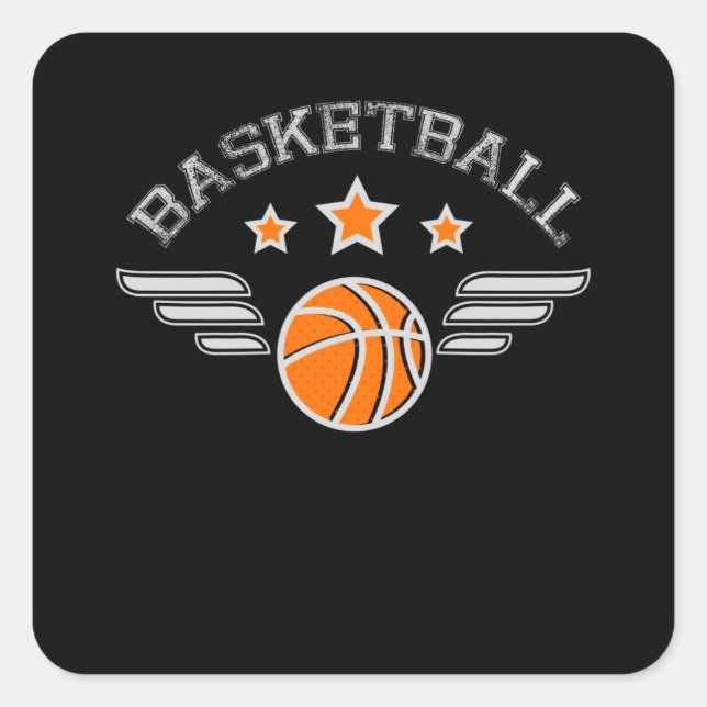 Sticker Carré Logo De Basket-Ball Avec L'Équipe Sport D'Ailes (Devant)
