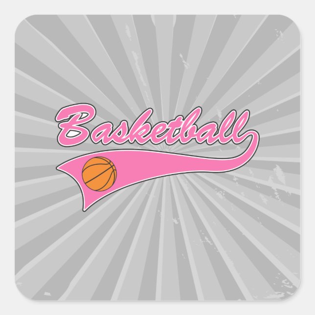 Sticker Carré logo de basket-ball femmes roses filles (Devant)