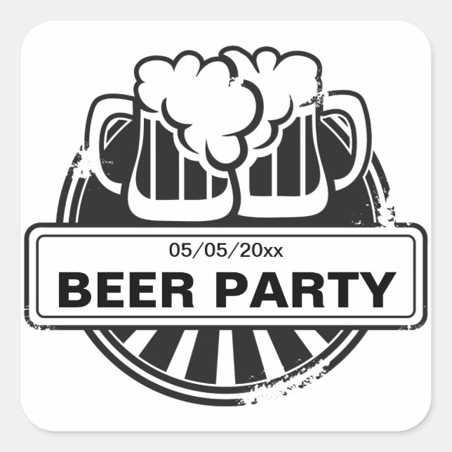 Sticker Carré Logo de bière personnalisable (Devant)