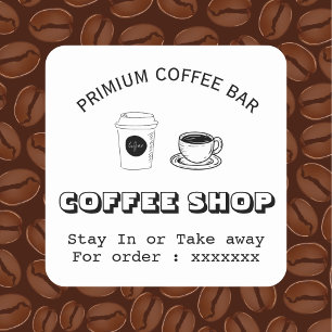 Sticker Carré Logo de café personnalisé