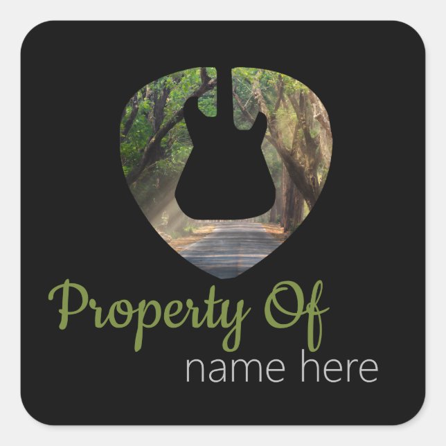 Sticker Carré Logo de guitare acoustique personnalisé (Devant)