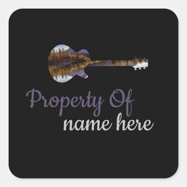 Sticker Carré Logo de guitare acoustique personnalisé (Devant)