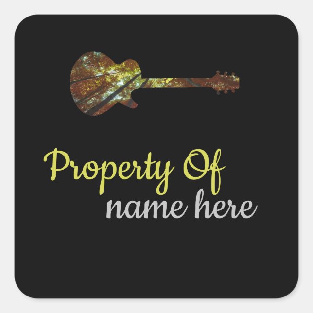Sticker Carré Logo de guitare acoustique personnalisé (Devant)