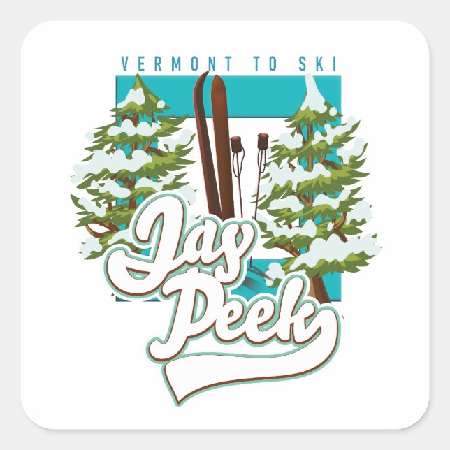 Sticker Carré Logo de Jay Peek Vermont (Devant)