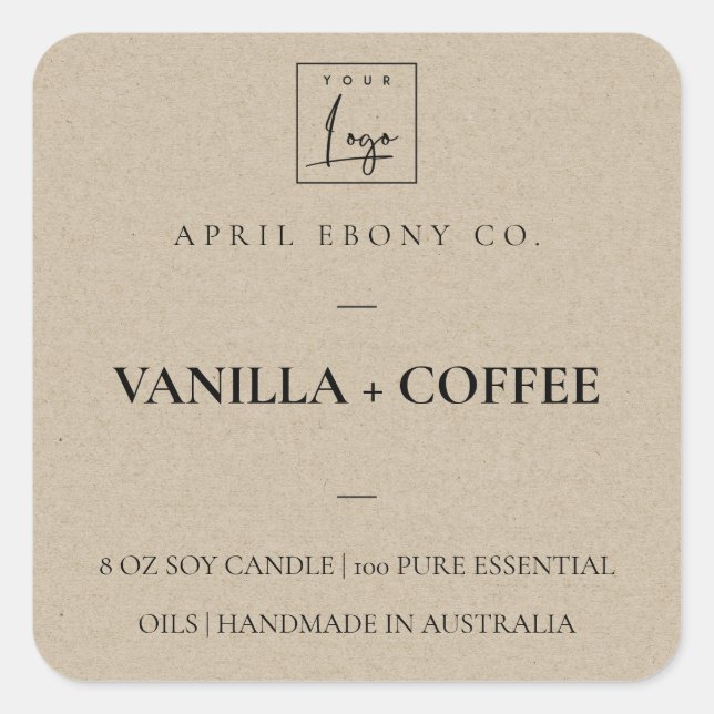 STICKER CARRÉ LOGO DE KRAFT RUSTIQUE MODERNE ET SIMPLE ET ÉLÉGAN (Devant)