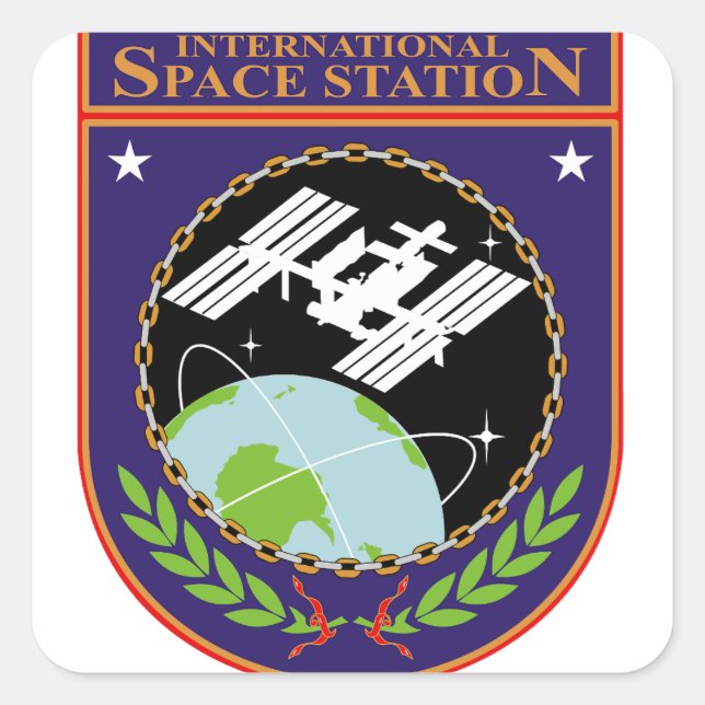 Sticker Carré Logo de la Station spatiale internationale (Devant)