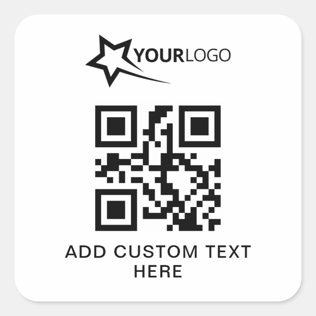 Sticker Carré Logo de l'entreprise personnalisée et code QR (Devant)