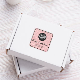 Sticker Carré Logo de maquillage rose parties scintillant pour l