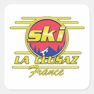 Sticker Carré Logo de Morzine France Ski 80s