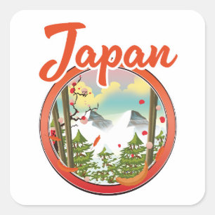 Sticker Carré logo de voyage au Japon
