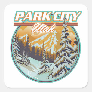 Sticker Carré Logo de voyage de Park City Utah