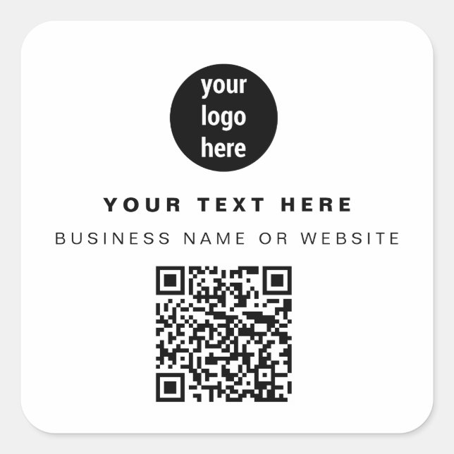 Sticker Carré Logo d'entreprise de code QR Moderne minimaliste (Devant)