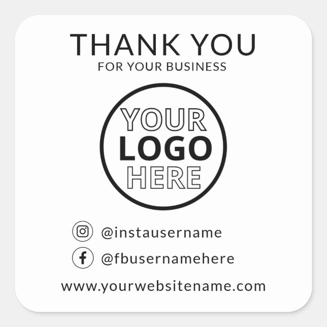 Sticker Carré Logo d'entreprise de Merci d'icône de médias socia (Devant)
