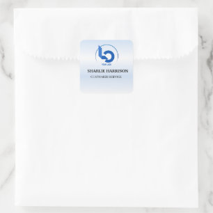 Sticker Carré Logo d'entreprise   Minimaliste bleu Employé Perso