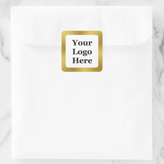Sticker Carré Logo d'entreprise Modèle Gold et White (Sac)