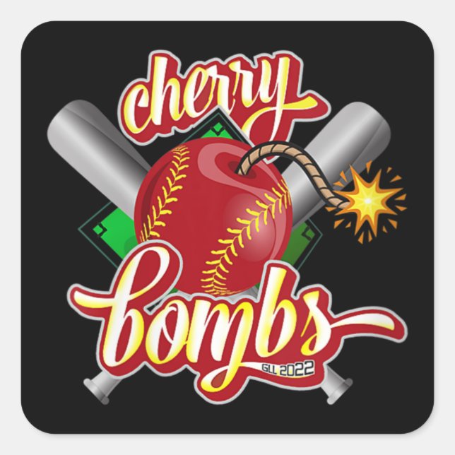 Sticker Carré Logo des bombes cerises Softball Parents Glendora  (Devant)