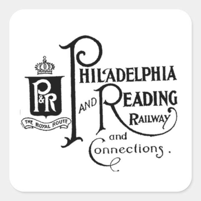 Sticker Carré Logo du chemin de fer Philadelphie et Lecture (Devant)