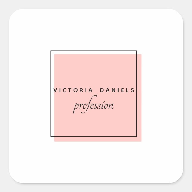 Sticker Carré Logo féminin | Rose | Professionnel minimal (Devant)