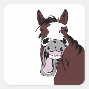 Sticker Carré Logo Fun Laughing Horse Head