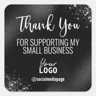 Sticker Carré Logo Glam Black Et White Merci Petite Entreprise