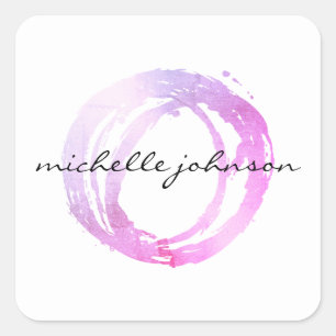 Sticker Carré Logo Luxe Pink Cercle Designer