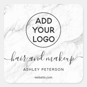 Sticker Carré Logo marbre blanc simple typographie maquillage ch