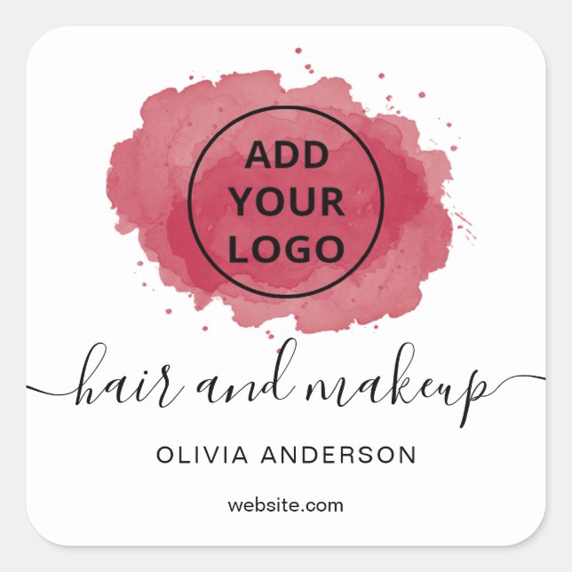 Sticker Carré Logo Maroon brosse typographie maquillage cheveux (Devant)