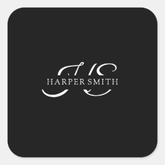 Sticker Carré Logo minimaliste Marque Mariage chandelier B&W