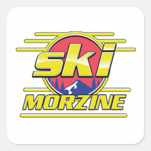 Sticker Carré Logo Morzine France Ski 80s