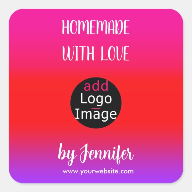 Sticker Carré Logo Personnalisé Avec Amour Professionnel (Devant)