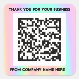 Sticker Carré Logo personnalisé Nom QRCode Merci Holographe Past