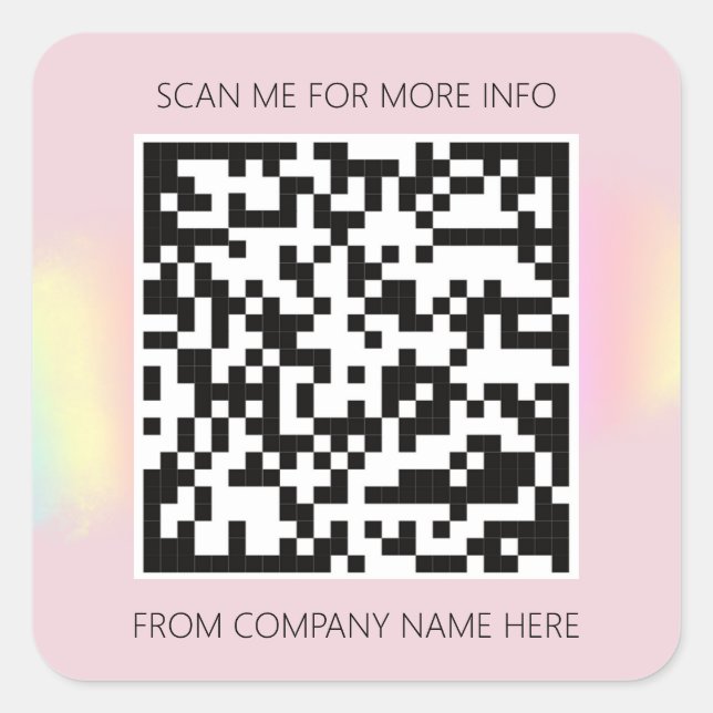 Sticker Carré Logo personnalisé QR Code Nom Remercier Poudre ros (Devant)