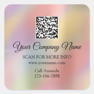 Sticker Carré Logo personnalisé QR Code promo Holographique mode
