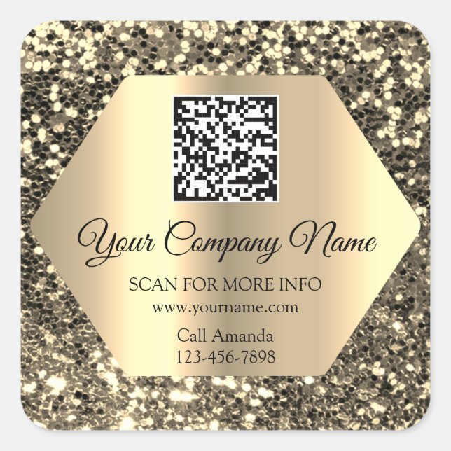 Sticker Carré Logo personnalisé QR Code promotionnel Gold Partie (Devant)