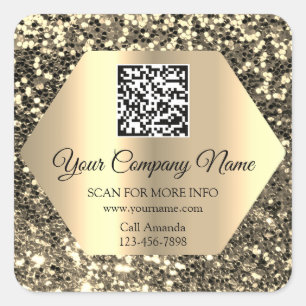 Sticker Carré Logo personnalisé QR Code promotionnel Gold Partie