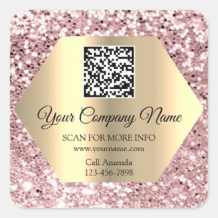 Sticker Carré Logo personnalisé QR Code promotionnel Gold Rose