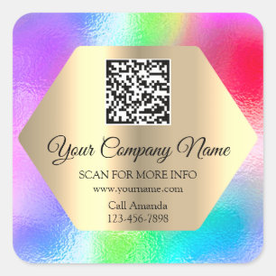Sticker Carré Logo personnalisé QR Code promotionnel Holographe