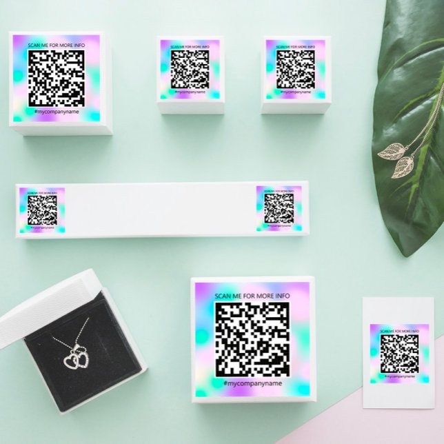 Sticker Carré Logo personnalisé QR Code Scan Me Name Blue (Custom Logo QR Code Scan Me Name Blue Square Sticker)