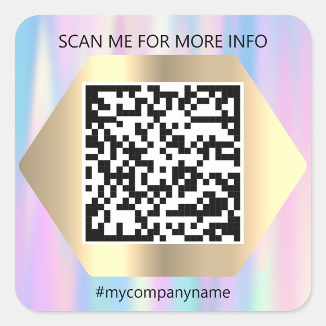 Sticker Carré Logo personnalisé QR Code Scan Me Name Blue Pink (Devant)