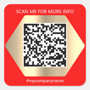 Sticker Carré Logo personnalisé QR Code Scan Me Name Gold Modern