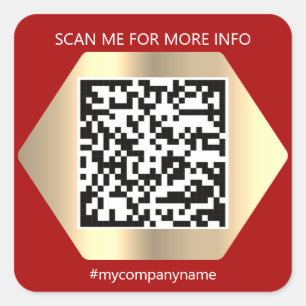 Sticker Carré Logo personnalisé QR Code Scan Me Nom Bourgogne