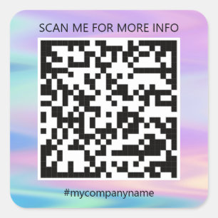 Sticker Carré Logo personnalisé QR Code Scan Me Nom Holographe